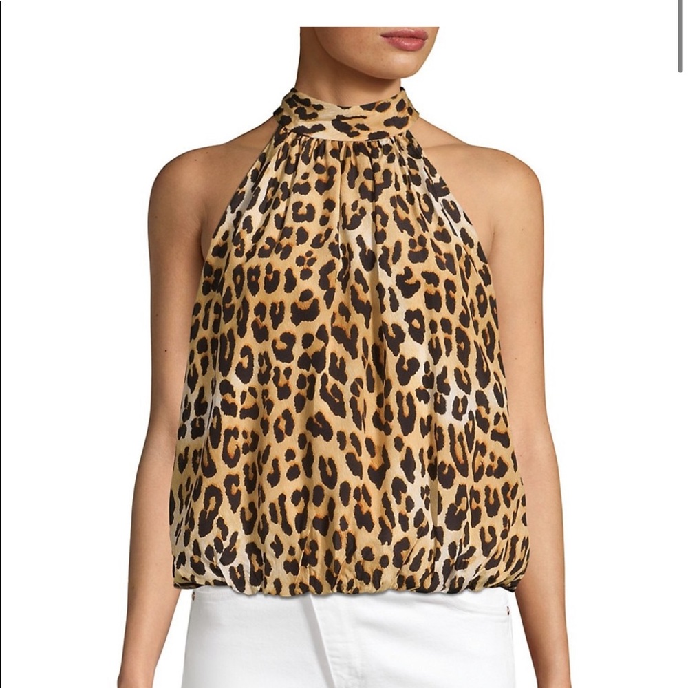 Alice + Olivia Maris Leopard Silk Halter Top NWT